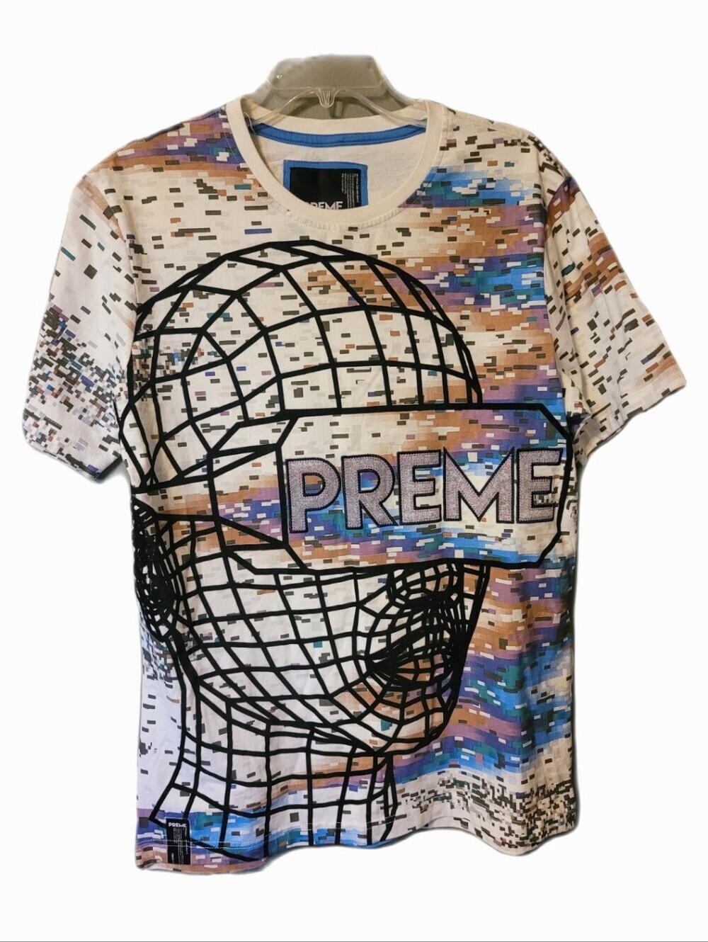 Preme Graphic Short Sleeve Tee Shirt Men's Large Multi Color Grunge Skater